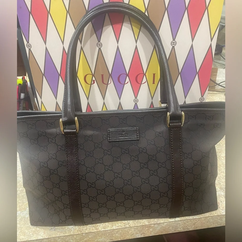 Gucci GG Brown Canvas Tote/Hand Bag 257302 204991 NWOT - Picture 14 of 16